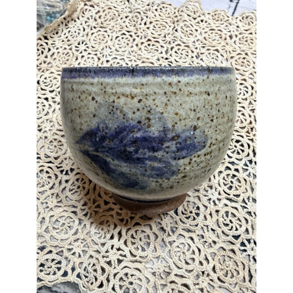 Handmade Studio Pottery Stoneware Bowl | Signed Artisan Ceramic | Blue Speckled - Picture 2 of 7